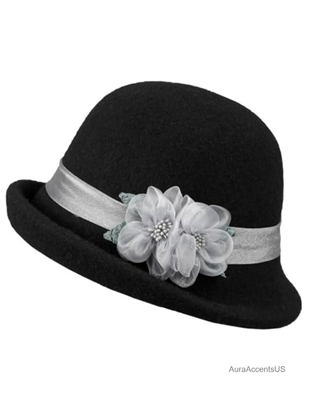 100% Wool Felt Bucket Hat Handmade Floral Cloche Vintage Wedding Church